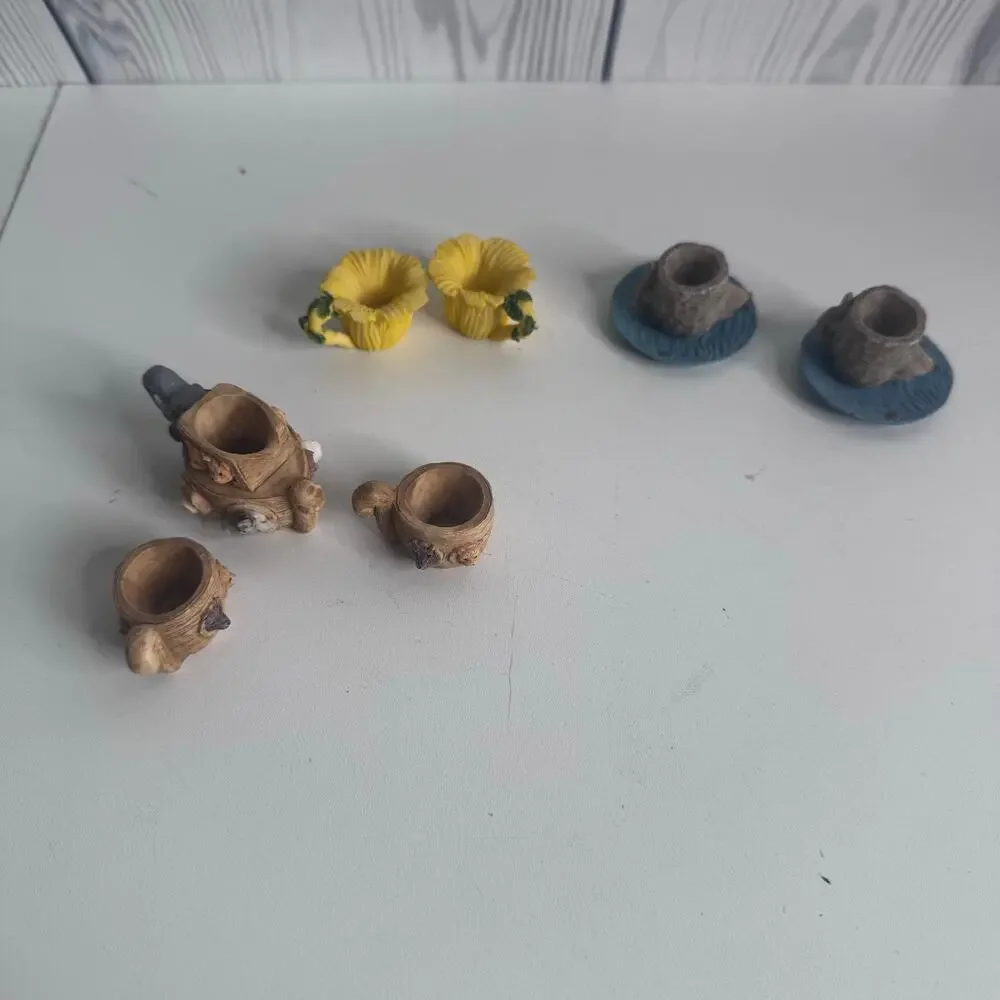 Vintage Ceramic Resin Miniature Figures Teapots Lot of 15 Pieces Trinkets